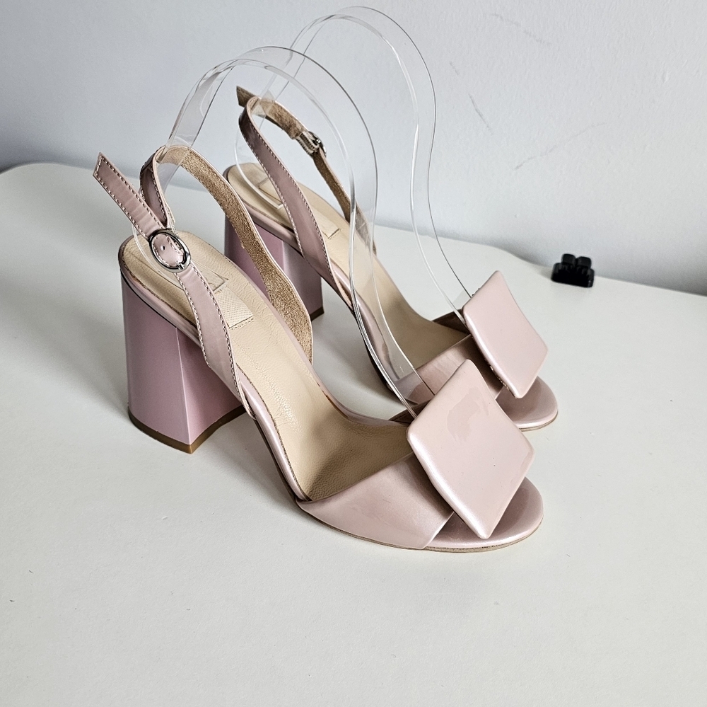 Elegant Blush Slingback Block Heel Sandals